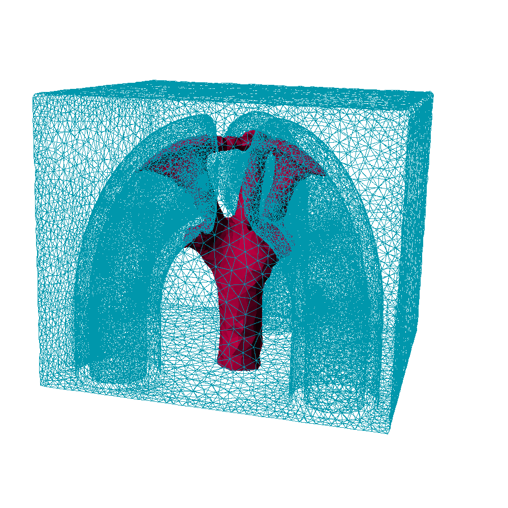 Finite-element mesh for three half U-tubes without Dirichlet contact