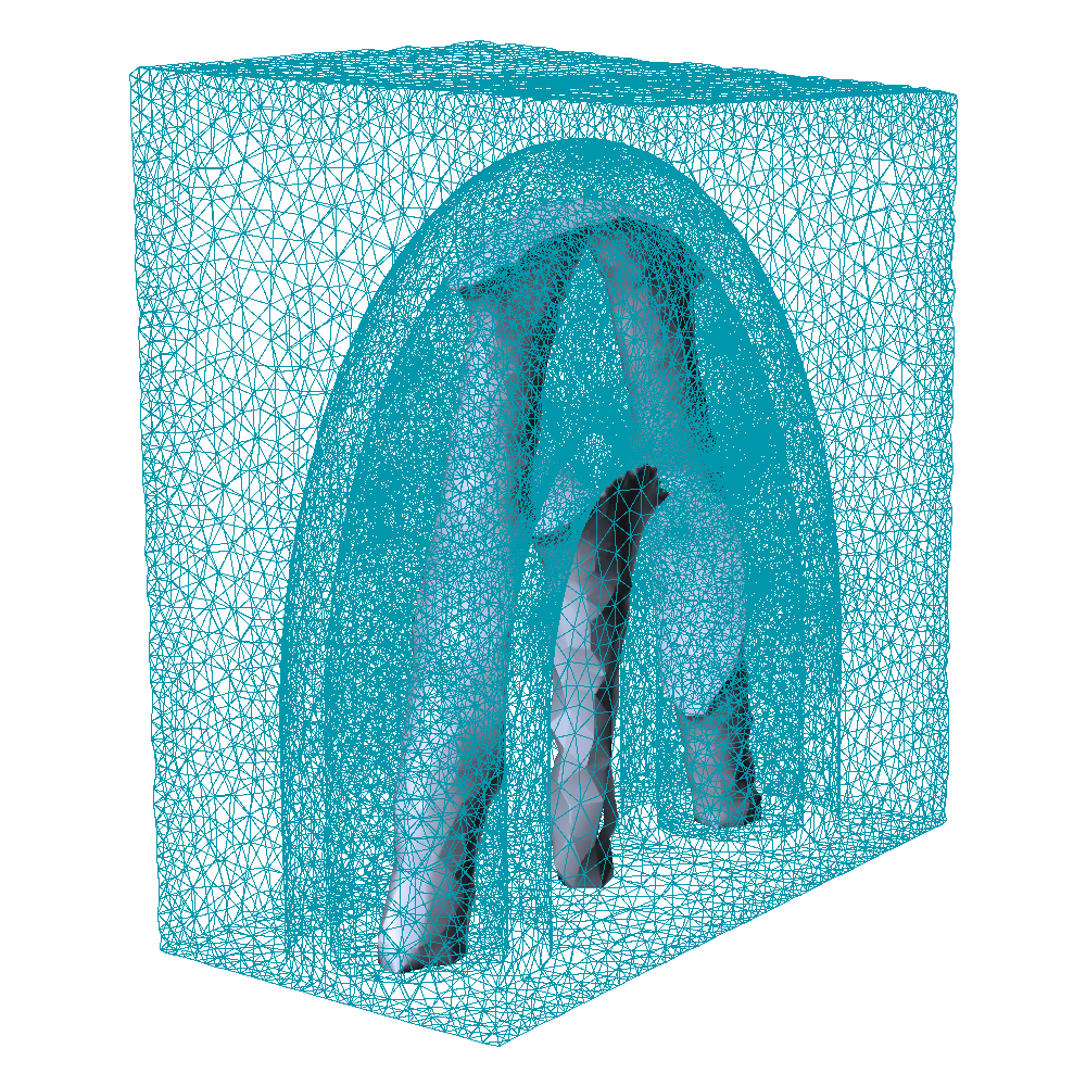 Finite-element mesh for U-shaped tube support optimization without Dirichlet contact