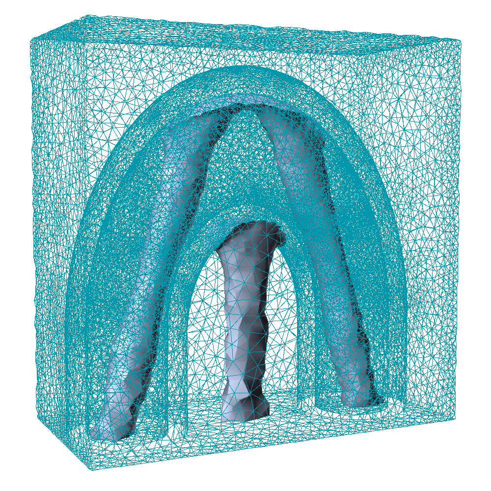 Finite-element mesh for penalized non-contact support optimization