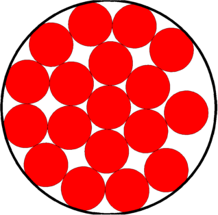 Optimized packing of 18 circles in a disk
