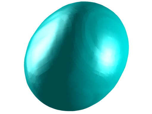 Three-dimensional optimizer for the third eigenvalue under perimeter constraint
