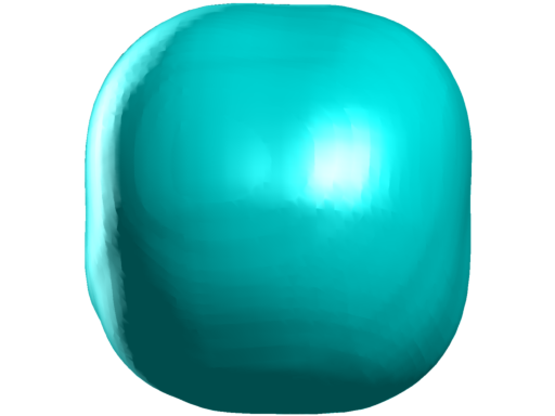 Three-dimensional optimizer for the eighth eigenvalue under perimeter constraint